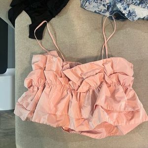 Pink zara ruffled top